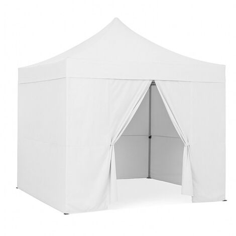 Gazebo 3x3 completo bianco con pareti laterali e parete di chiusura richiudibile