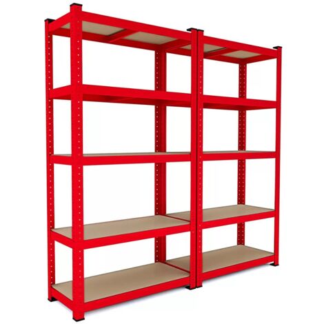 Scaffalatura in metallo Set di 2 scaffali componibili 40x90x180cm colore rosso