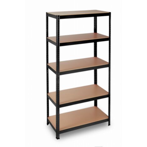 scaffale scaffalatura a 5 ripiani in legno MDF metallo zincato colore NERO 40 x 90 x h. 176 cm