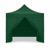 Gazebo 3x3 completo colore verde con 3 pareti laterali e 1 parete di chiusura