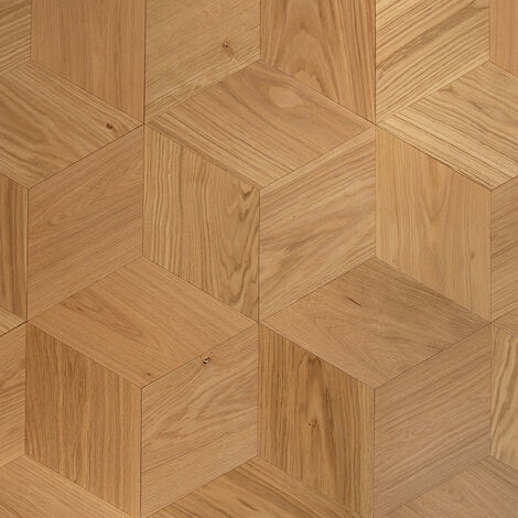 Naturasol – Parquet contrecollé chêne losange 3D – Finition verni brossé – Dimensions 39x39cm – Épaisseur 15mm – Largeur XXL