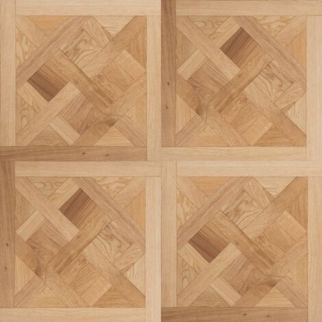 Naturasol – Dalle de parquet Versailles chêne vernis mat 80x80 cm – Épaisseur 15mm – Couche d'usure 4mm – Motif marqueterie (1/3)