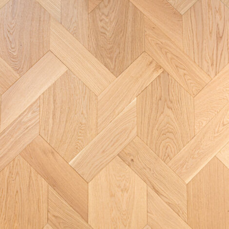 Parquet contrecollé chêne hexagon 112mm – Finition vernie – Épaisseur 15mm – Pose collée – Surface 0.42m²
