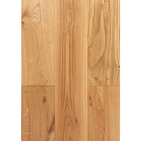 Naturasol – Parquet massif chêne naturel verni – Lames larges 15 cm – Finition brossée – Épaisseur 20 mm pour pose collée