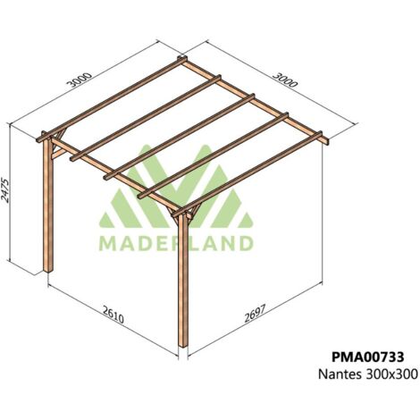 Pérgola de Madera Maciza Adosada Nantes (Maderland) – Gardeneas - 300 x 300 cm