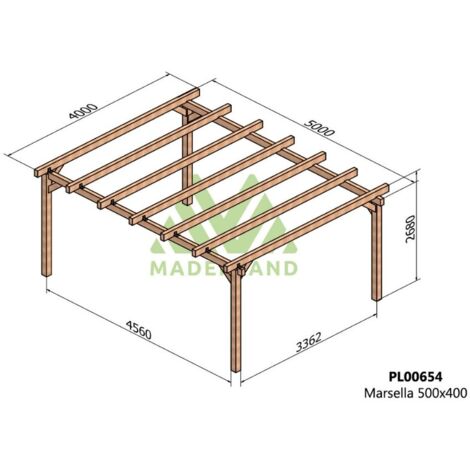 Cochera y Pérgola de Madera Laminada Lugo (Maderland) - 500 x 400 cm