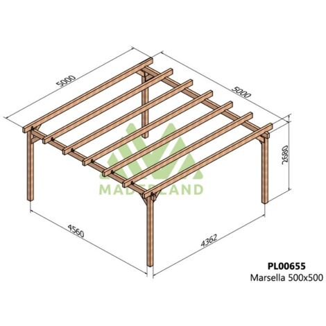 Cochera y Pérgola de Madera Laminada Lugo (Maderland) - 500 x 500 cm