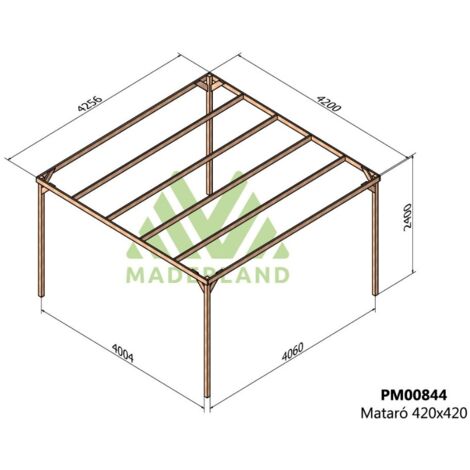 Pérgola de Madera Maciza Mataró (Maderland) - Gardeneas - 420 x 420 cm