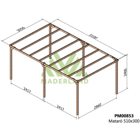 Pérgola de Madera Maciza Mataró (Maderland) - Gardeneas - 510 x 300 cm