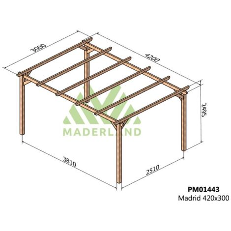 Pérgola de Madera Maciza Madrid (Maderland) - Gardeneas - 420 x 300 cm