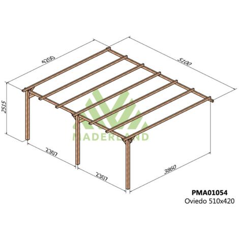 Pérgola de Madera Maciza Adosada Oviedo (Maderland) - 510 x 420 cm