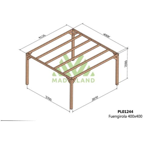 Pérgola de Madera Laminada Fuengirola (Maderland) - Gardeneas - 400 x 400 cm