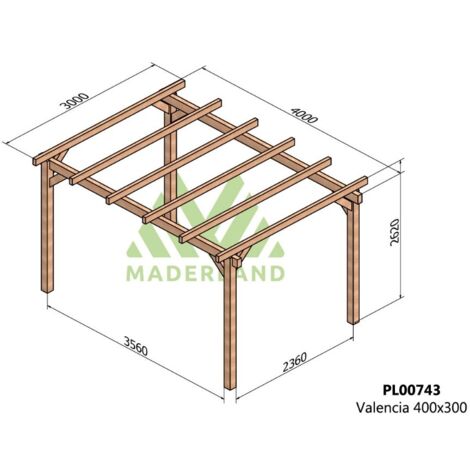 Pérgola de Madera Laminada Valencia (Maderland) - Gardeneas - 400 x 300 cm (1/4)