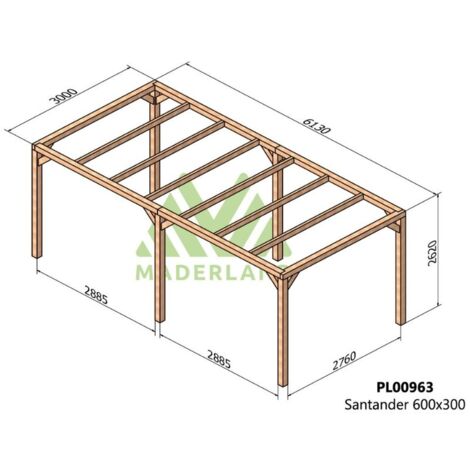 Pérgola de Madera Laminada Santander (Maderland) - Gardeneas - 600 x 300 cm (1/3)