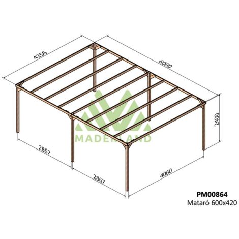 Pérgola de Madera Maciza Mataró (Maderland) - Gardeneas - 600 x 420 cm