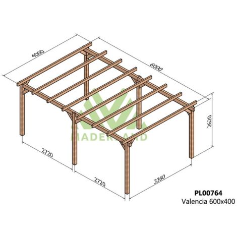 Pérgola de Madera Laminada Valencia (Maderland) - Gardeneas - 600 x 400 cm