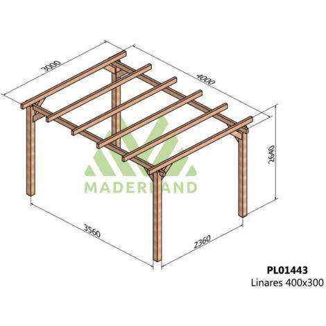 Pérgola de Madera Laminada Linares (Maderland) - Gardeneas - 400 x 300 cm