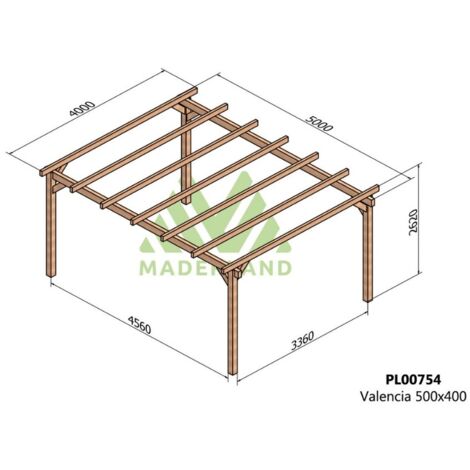 Pérgola de Madera Laminada Valencia (Maderland) - Gardeneas - 500 x 400 cm (1/4)