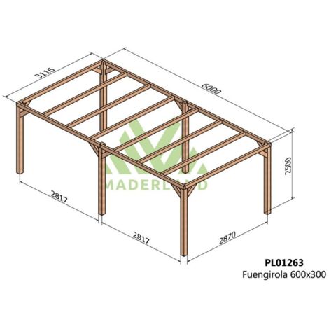 Pérgola de Madera Laminada Fuengirola (Maderland) - Gardeneas - 600 x 300 cm