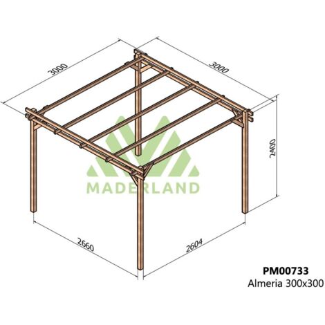 Pérgola de Madera Maciza Almería (Maderland) - Gardeneas - 300 x 300 cm