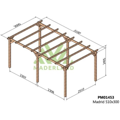Pérgola de Madera Maciza Madrid (Maderland) - Gardeneas - 510 x 300 cm