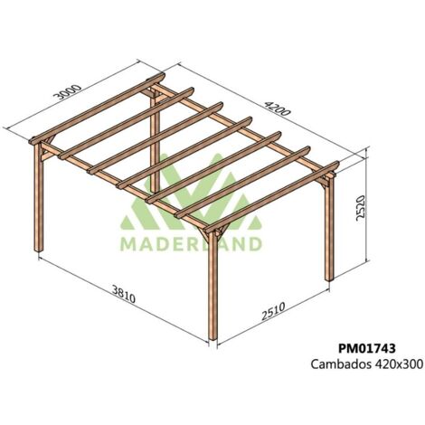 Pérgola de Madera Maciza Cambados (Maderland) - Gardeneas - 420 x 300 cm