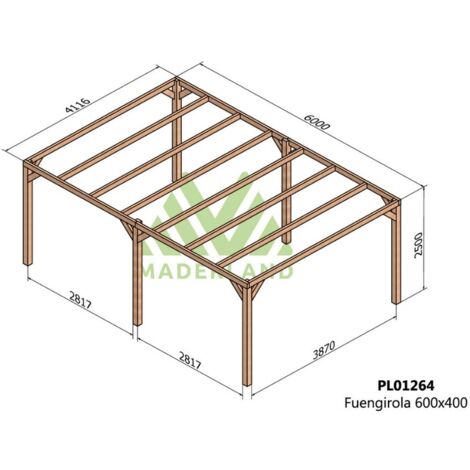 Pérgola de Madera Laminada Fuengirola (Maderland) - Gardeneas - 600 x 400 cm