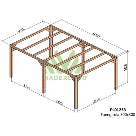 Pérgola de Madera Laminada Fuengirola (Maderland) - Gardeneas - 500 x 300 cm