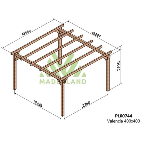 Pérgola de Madera Laminada Valencia (Maderland) - Gardeneas - 400 x 400 cm (1/4)