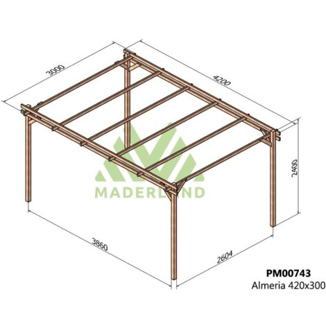 Pérgola de Madera Maciza Almería (Maderland) - Gardeneas - 420 x 300 cm