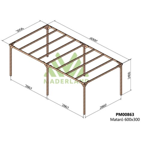 Pérgola de Madera Maciza Mataró (Maderland) - Gardeneas - 600 x 300 cm