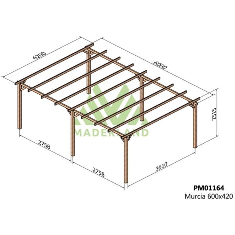Pérgola de Madera Maciza Murcia (Maderland) - Gardeneas - 600 x 420 cm