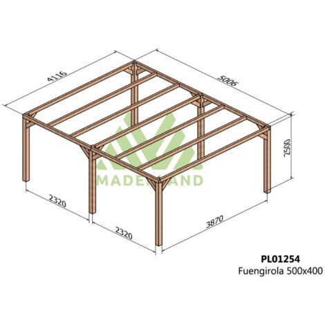 Pérgola de Madera Laminada Fuengirola (Maderland) - Gardeneas - 500 x 400 cm