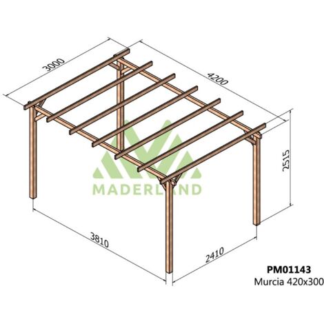 Pérgola de Madera Maciza Murcia (Maderland) - Gardeneas - 420 x 300 cm