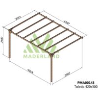 Pérgola de Madera Maciza Adosada Toledo (Maderland) - Gardeneas - 420 x 300 cm