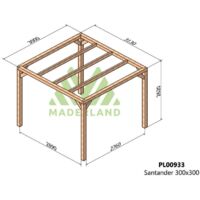 Pérgola de Madera Laminada Santander (Maderland) - Gardeneas - 300 x 300 cm