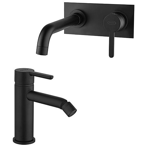 Set di rubinetti lavabo bidet e doccia in ottone nero opaco Kubo