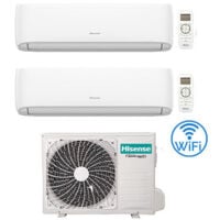 Climatizzatore Condizionatore Hisense Hi Comfort Wifi R32 Dual Split Inverter 9000 + 12000 BTU con U.E. 2AMW42U4RGC Classe A++/A+