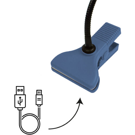 Lampada da Scrivania a LED 3W con morsetto con USB in finitura blu