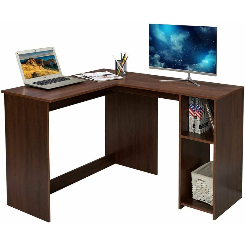 Giantex Bureau Double 220cm/Bureau d'Angle Informatique en Forme