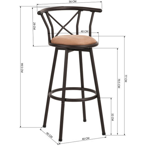 Tabouret de bar à vis réglable en pin et pieds métal Sven