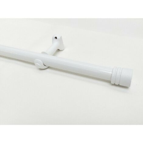 Tringle à Rideaux en Bois, Ø 28 mm, Kit Tringle à Rideaux Complet Avec Embouts et Supports, Longueur et Couleurs au Choix - Longueur 1.80 m - Embout Bouchon Blanc.
