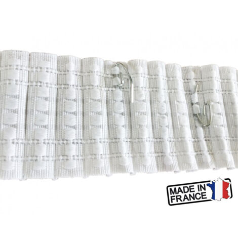 Secodir – Ruflette multipoche à plis 75 mm – Plis automatiques rapport 2 – 100% polyester pour tissus lourds – Ruban fronceur blanc naturel