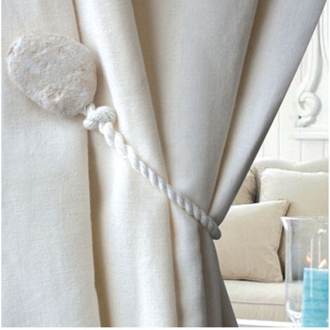 BALI - Embrasse rideaux textile magnétique sans perçages Coloris - Crème