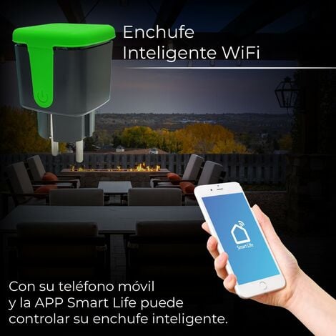 Enchufe Inteligente de Exterior WiFi 16A. Con Medidor de Consumo. Control  por App Smart Life.