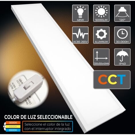 Plafón LED Panel Superficie 120x30cm CCT 48W 5000LM  Pack 1 Ud.