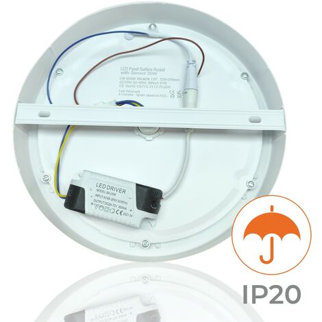 Plafón Superficie circular 20W con Detector Movimiento + Crepuscular