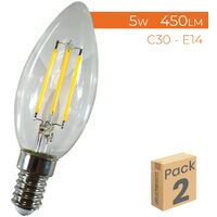 Pack de 6 bombillas LED E14 de filamento 4,5w C35 en 3000K