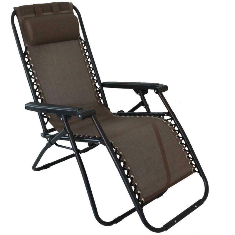 Sedia sdraio con poggiapiedi in acciaio pieghevole regolabile tabacco cm  90x66x110 da giardino esterno spiaggia piscina