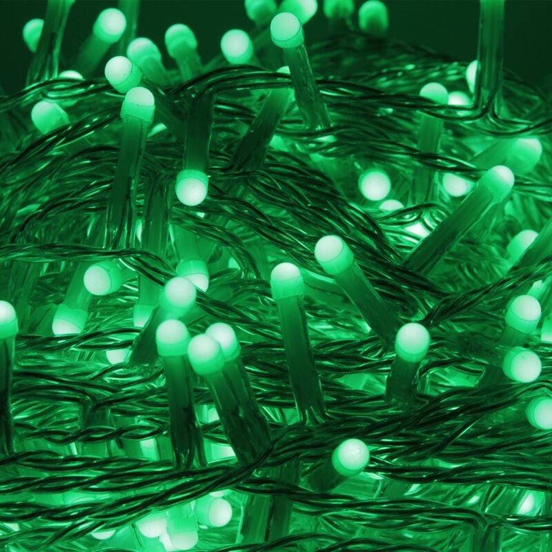 Luccika Home stringa luminosa catena serie di luci per albero di Natale  luminosita' 360o cavo trasparente 15 mt con 300 led verde con 8 giochi di  luce e memoria per uso esterno interno Verde 15 metri